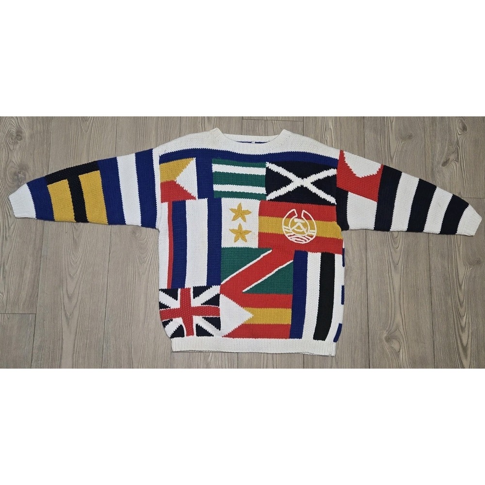 Vintage Patchwork Flag Sailing Knit Sweater Fenn Wright & Manson Small Oversized